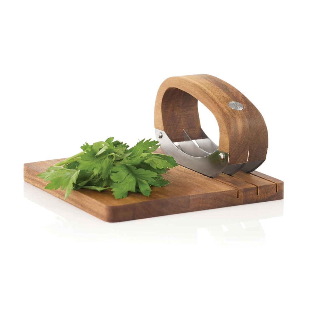 AdHoc RoccaVerde Hackmesser mit Schneidebrett aus Akazienholz, mit Logo gravierbar