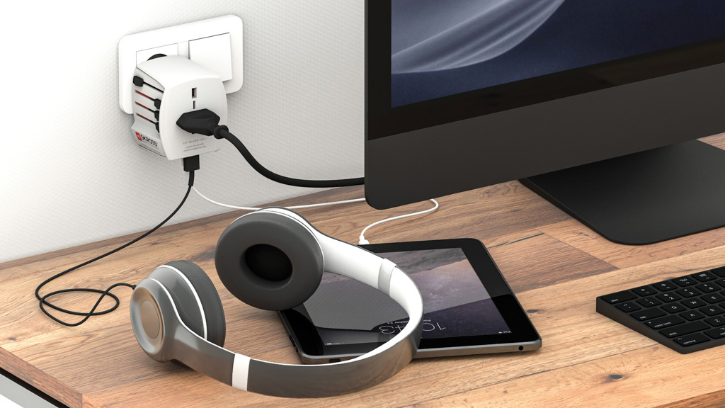 Business Weltadapter Dual USB-C & USB-A – weiß