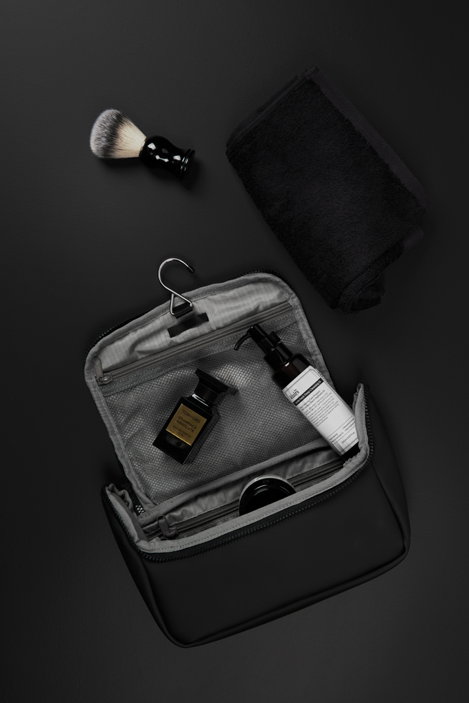 VINGA Baltimore Reise-Kosmetiktasche aus Nubuk-PU mit Logo-Veredelung