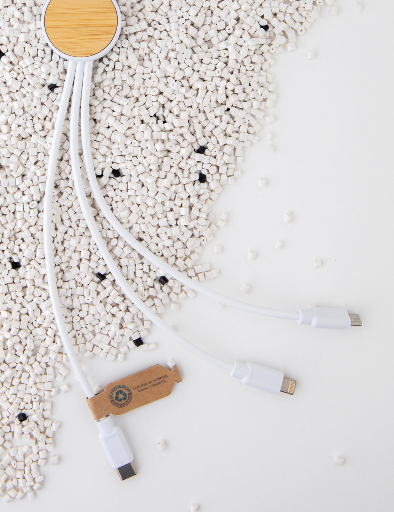 Ontario 6-in-1 Multikabel aus Recyclingmaterial – Vielseitiges Werbegeschenk für Events