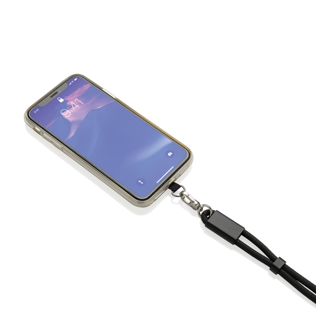 RCS‑zert. rPET 60W USB‑C Handgelenk‑Kabel – schwarz