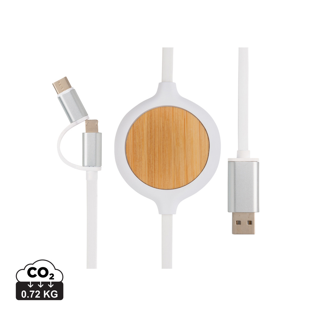 3-in-1 Ladekabel & 5W Wireless Charger, PVC-freies TPE, weiß 3-in-1 Ladekabel & 5W Wireless Charger, PVC-freies TPE, weiß