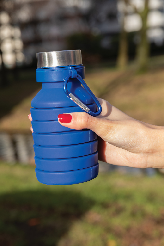 Faltbare Silikonflasche 550 ml mit Logo bedrucken – XD Collection Faltbare Silikonflasche 550 ml mit Logo bedrucken – XD Collection