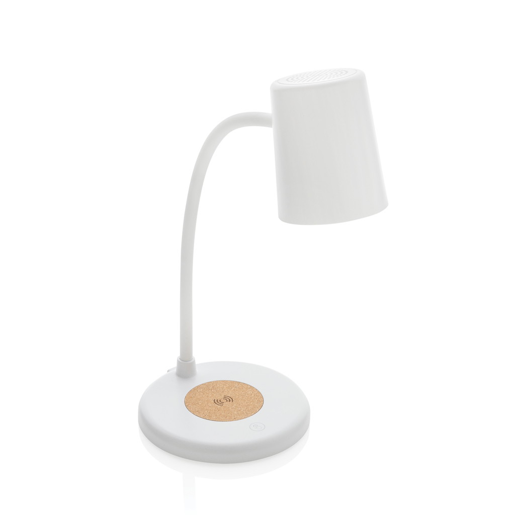 Zenara 15W Wireless Charger mit Schreibtischlampe aus recyceltem ABS und FSC-Kork Zenara 15W Wireless Charger mit Schreibtischlampe aus recyceltem ABS und FSC-Kork