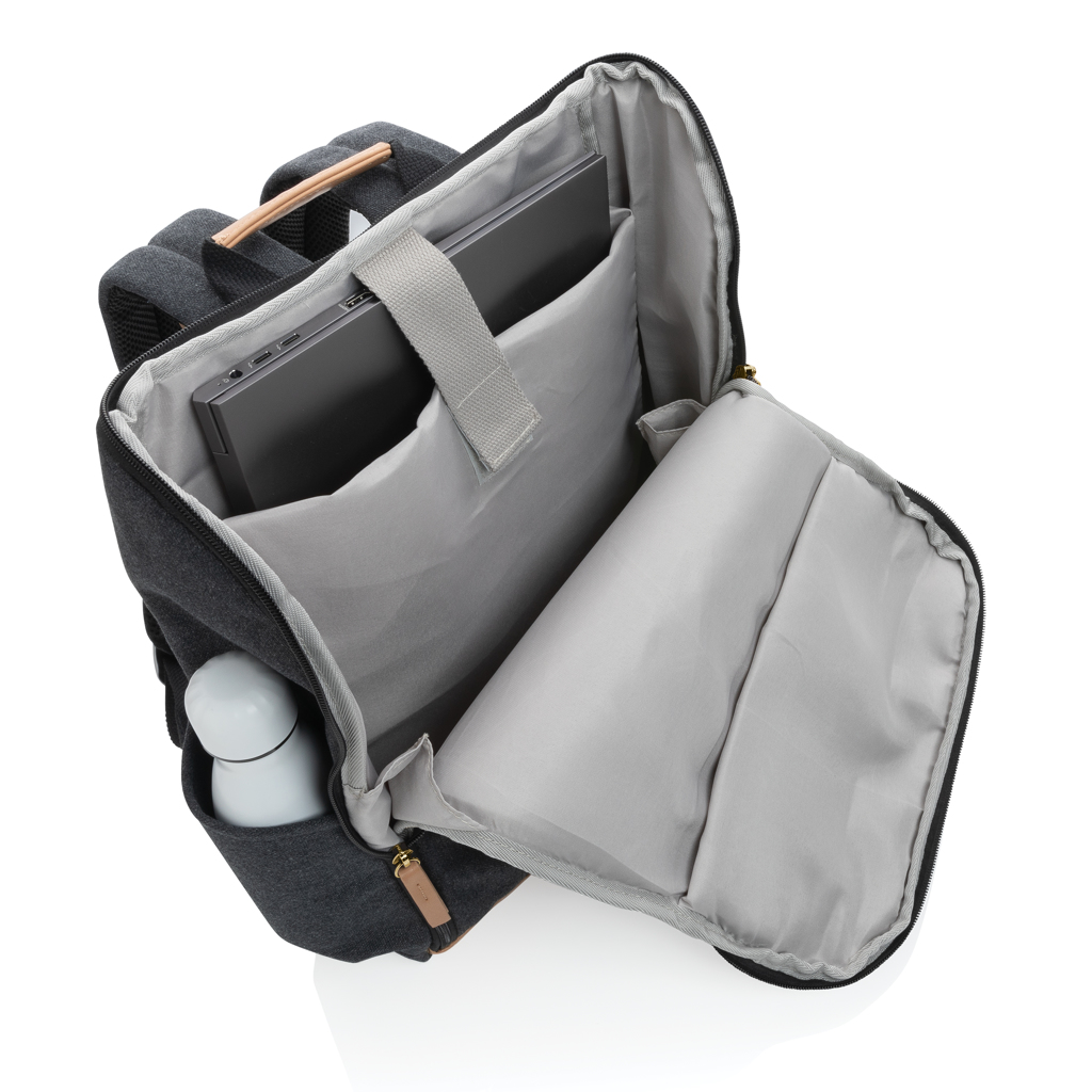Impact AWARE™ 16 oz. Laptop-Rucksack 15 Zoll aus recyceltem Canvas, bedruckbar Impact AWARE™ 16 oz. Laptop-Rucksack 15 Zoll aus recyceltem Canvas, bedruckbar