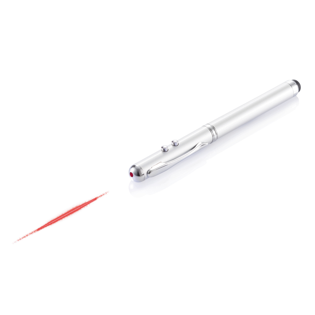 Edelstahl Pro 4-in-1 Kugelschreiber Stylus Laser-LED silber