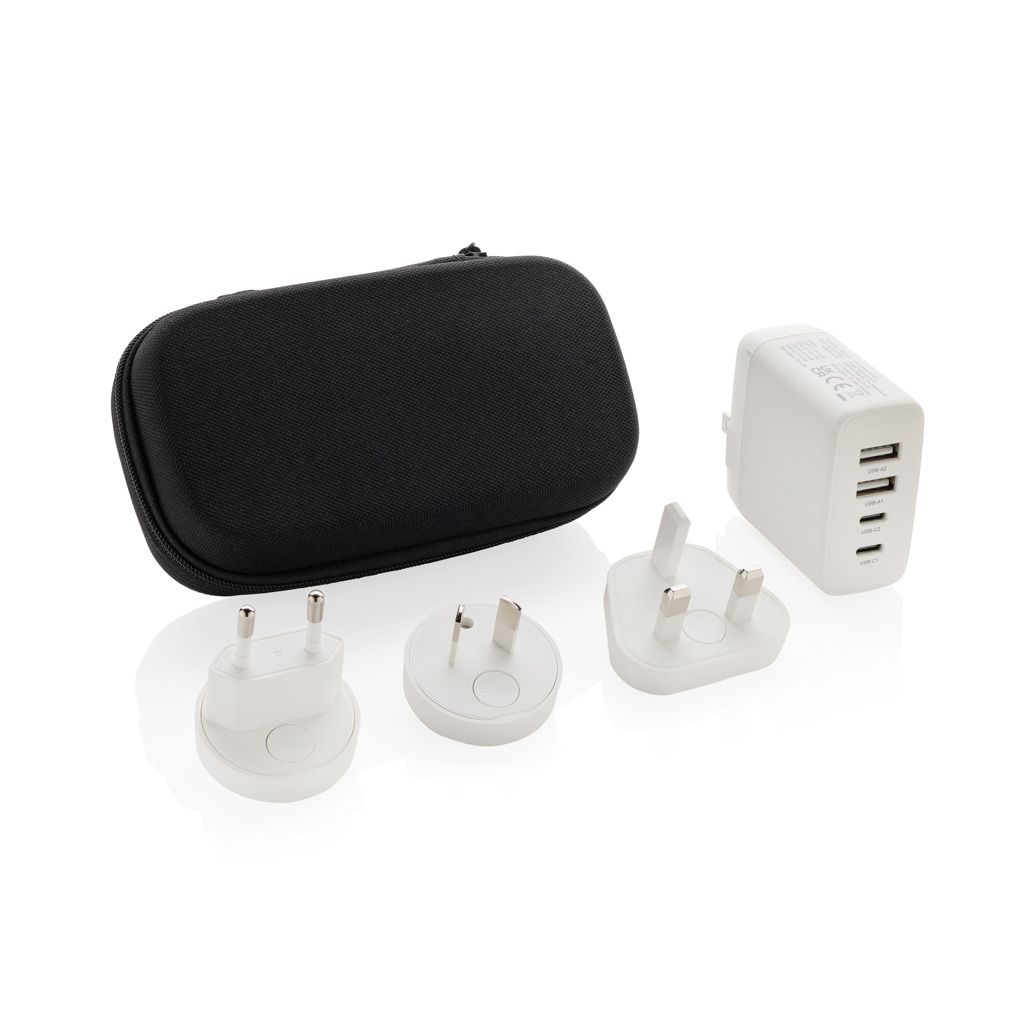 RCS-zertifiziert: 57% recycelt USB-C Reiseadapter, weiß
