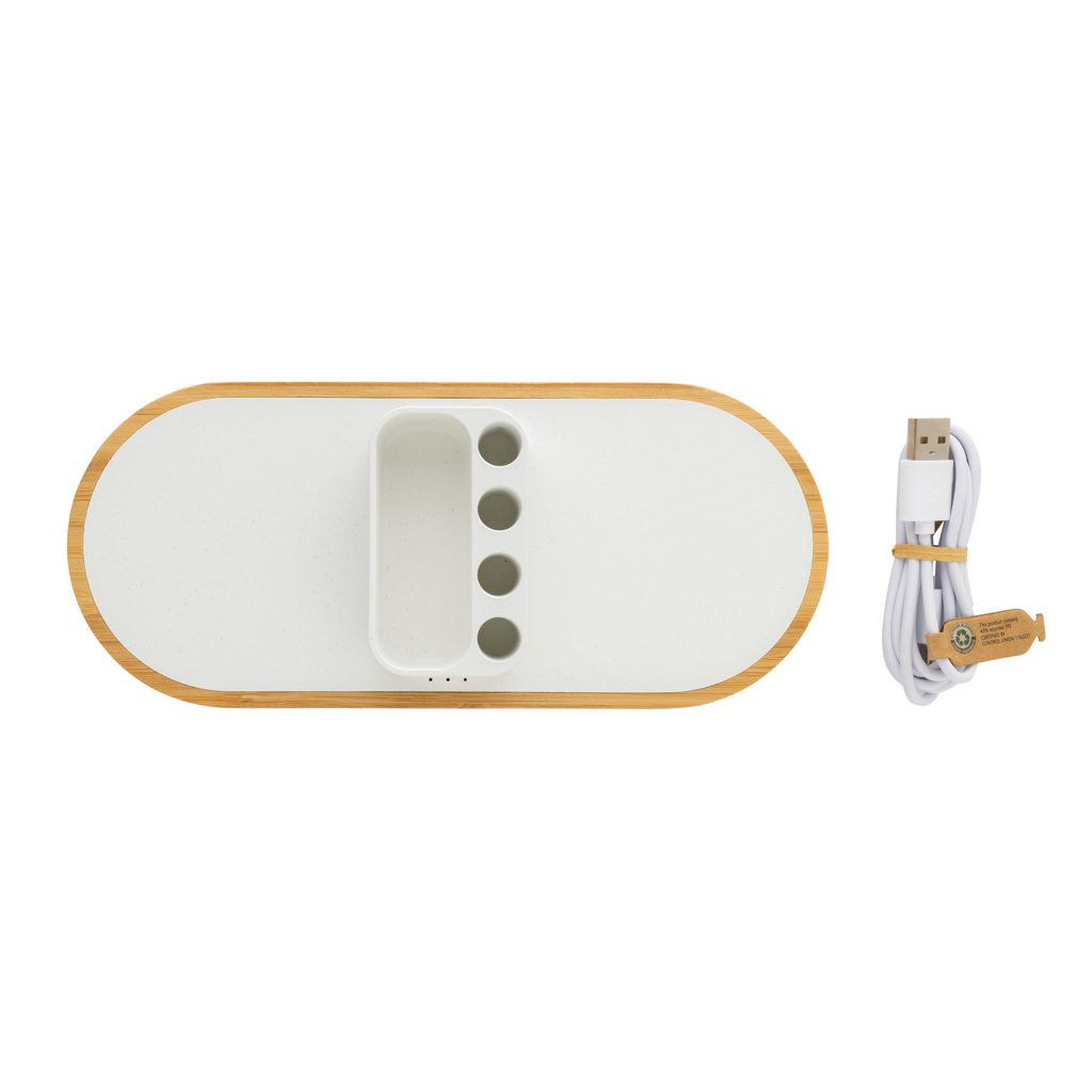 XD Xclusive Ontario 10W Dual Wireless Charger aus FSC-Bambus und RCS-rABS