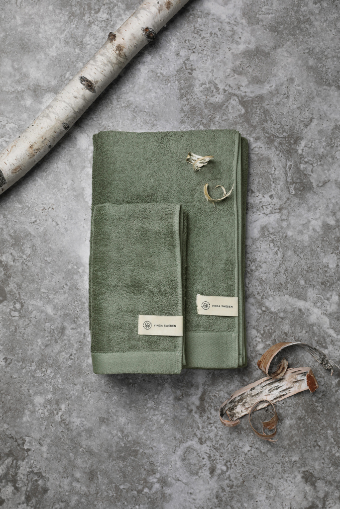 VINGA Birch Gästehandtuch 30 × 30 cm aus Baumwolle und Lyocell mit Logo-Bestickung VINGA Birch Gästehandtuch 30 × 30 cm aus Baumwolle und Lyocell mit Logo-Bestickung