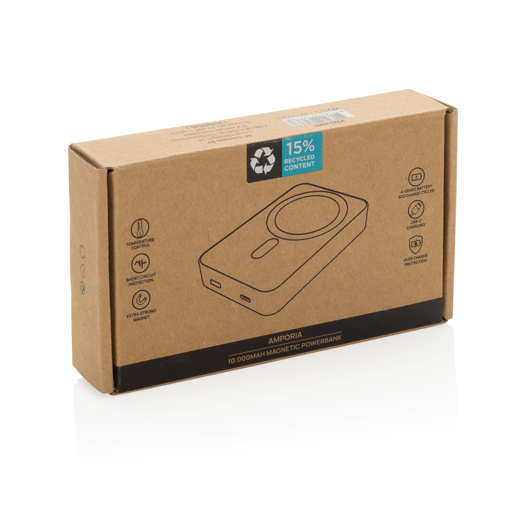 Amporia Powerbank 10.000 mAh magnetisch (RCS recyceltes ABS) Amporia Powerbank 10.000 mAh magnetisch (RCS recyceltes ABS)