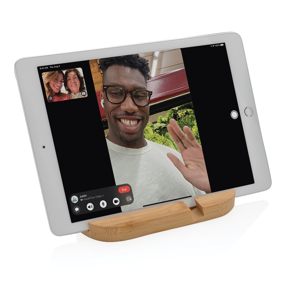 Bambus Schreibtisch-Halter für Smartphone & Tablet – braun