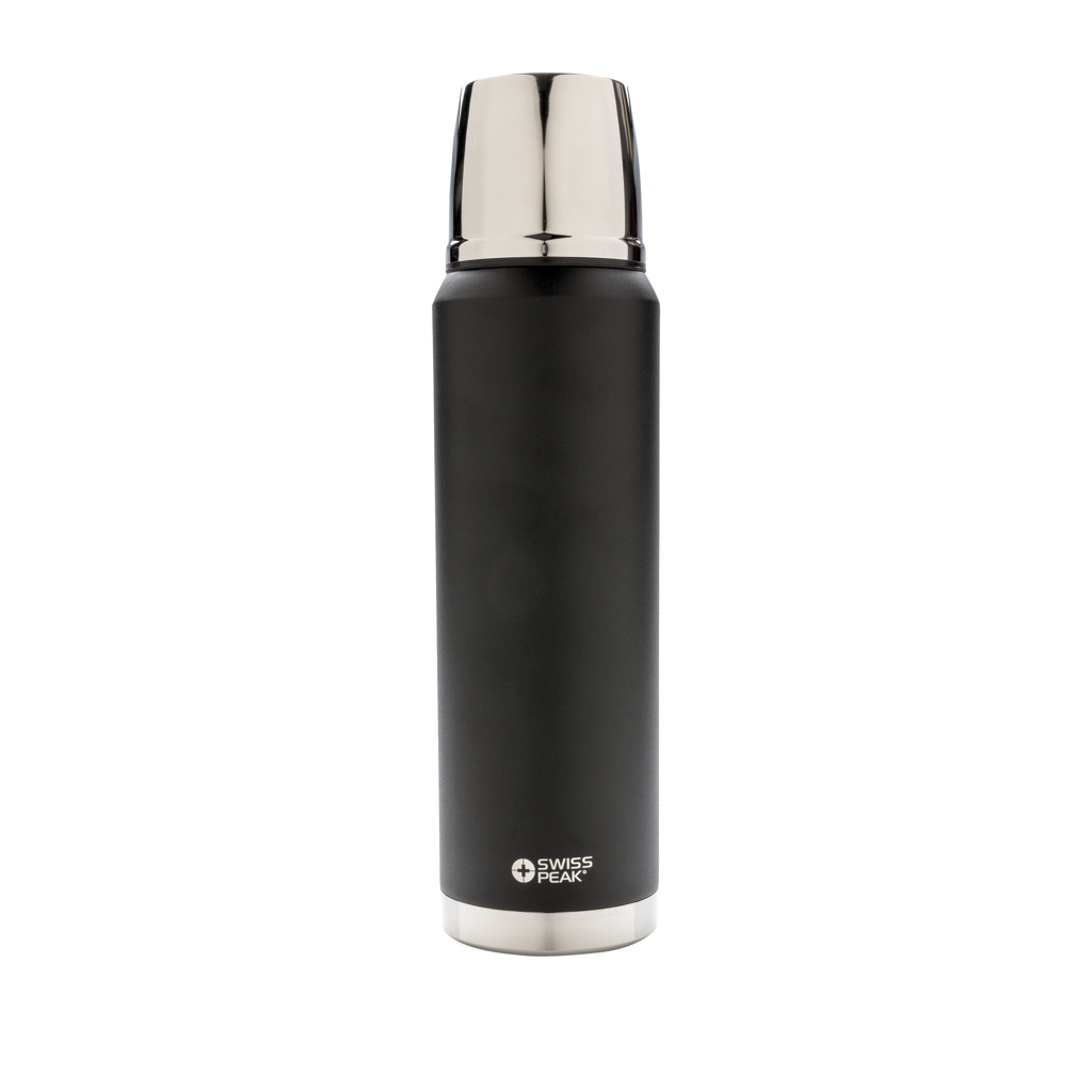 Edelstahl Isolierflasche 1L, 8h heiß/24h kalt – schwarz