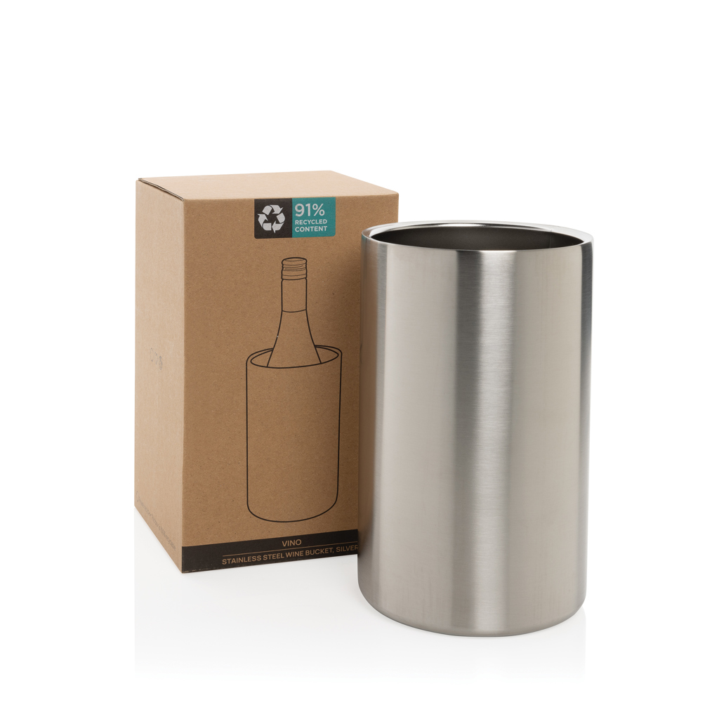 XD Collection Vino Weinkühler aus recyceltem Edelstahl – mit Logo veredelbar