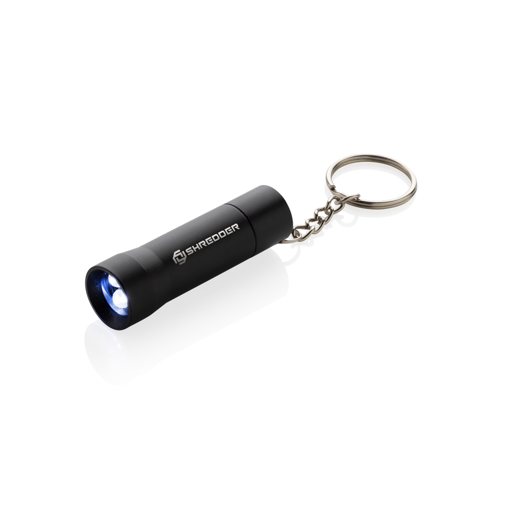 Flash 3-LED-Schlüsselanhänger-Taschenlampe aus RCS-zertifiziertem Recycling-Aluminium