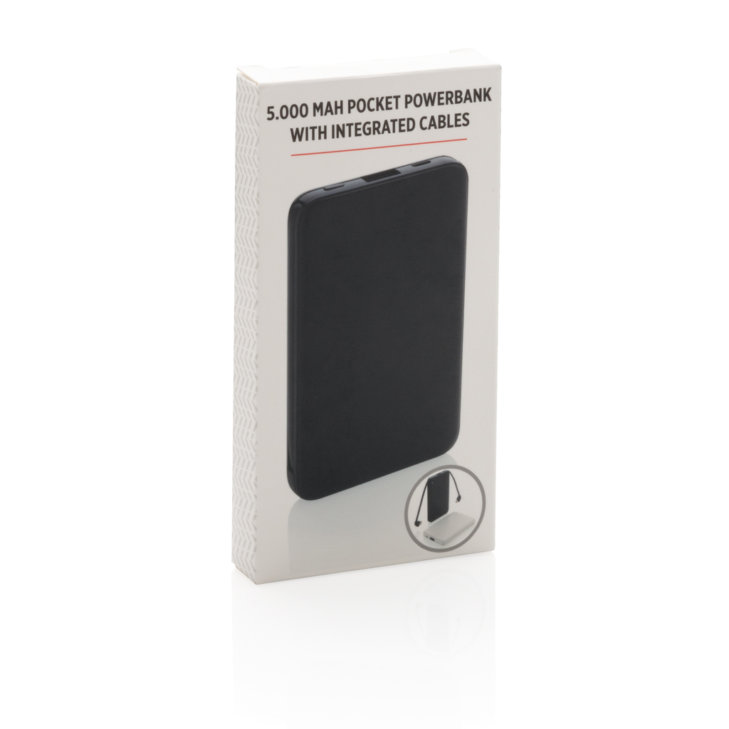 XD Collection 5.000 mAh Powerbank P322 mit 3 integrierten Kabeln – als Werbegeschenk bedruckbar