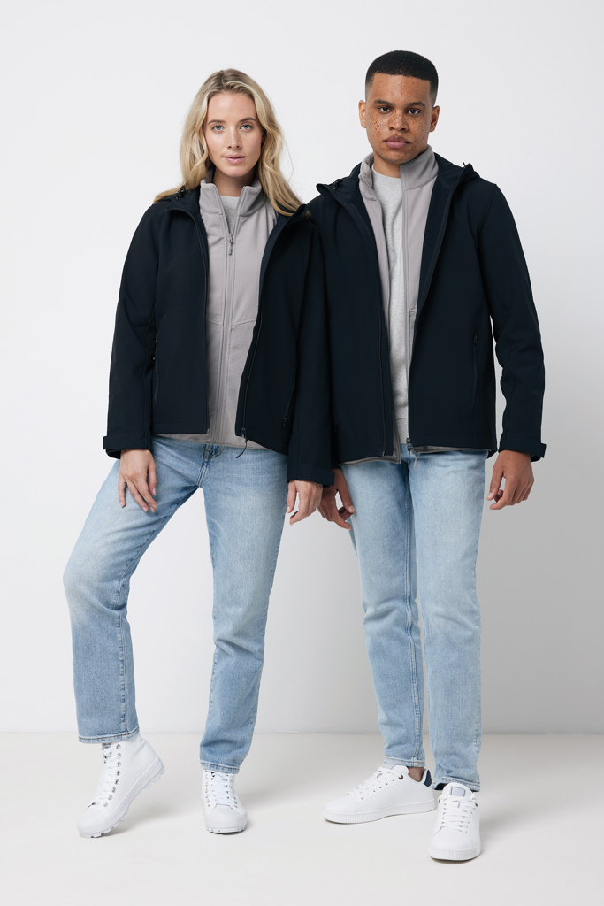 IQONIQ Makalu Herren-Softshelljacke aus 100% recyceltem Material mit Logo-Veredelung