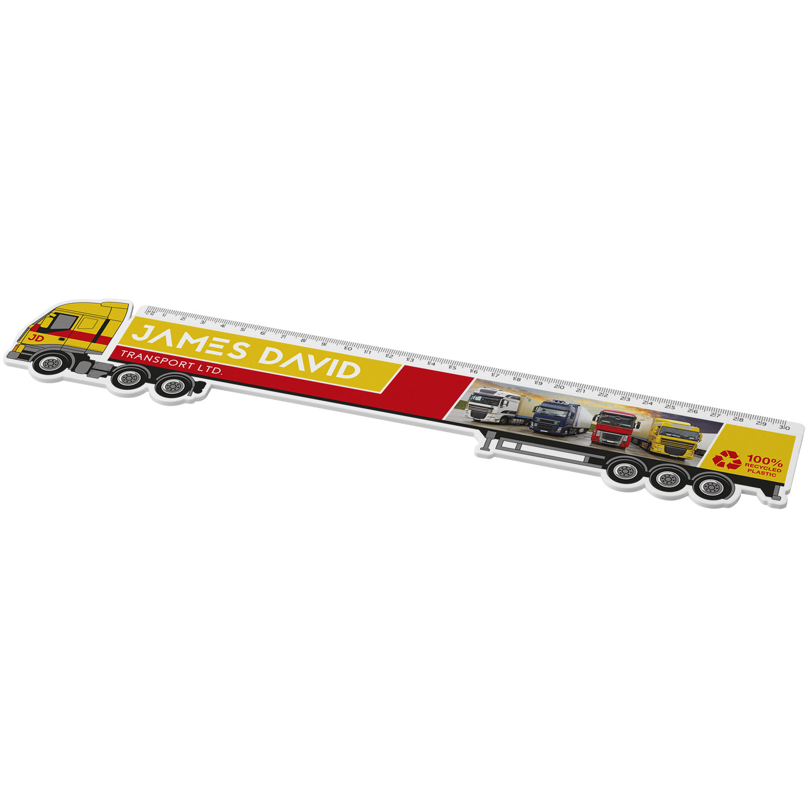 Tait 30 cm LKW-förmiges Lineal aus Recycling-Kunststoff Tait 30 cm LKW-förmiges Lineal aus Recycling-Kunststoff