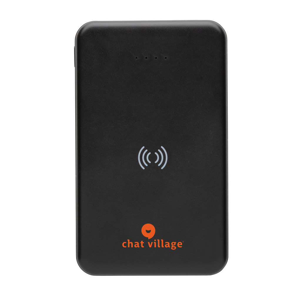 XD Collection Wireless Powerbank 5.000 mAh aus RCS-recyceltem ABS, mit Logo veredelbar