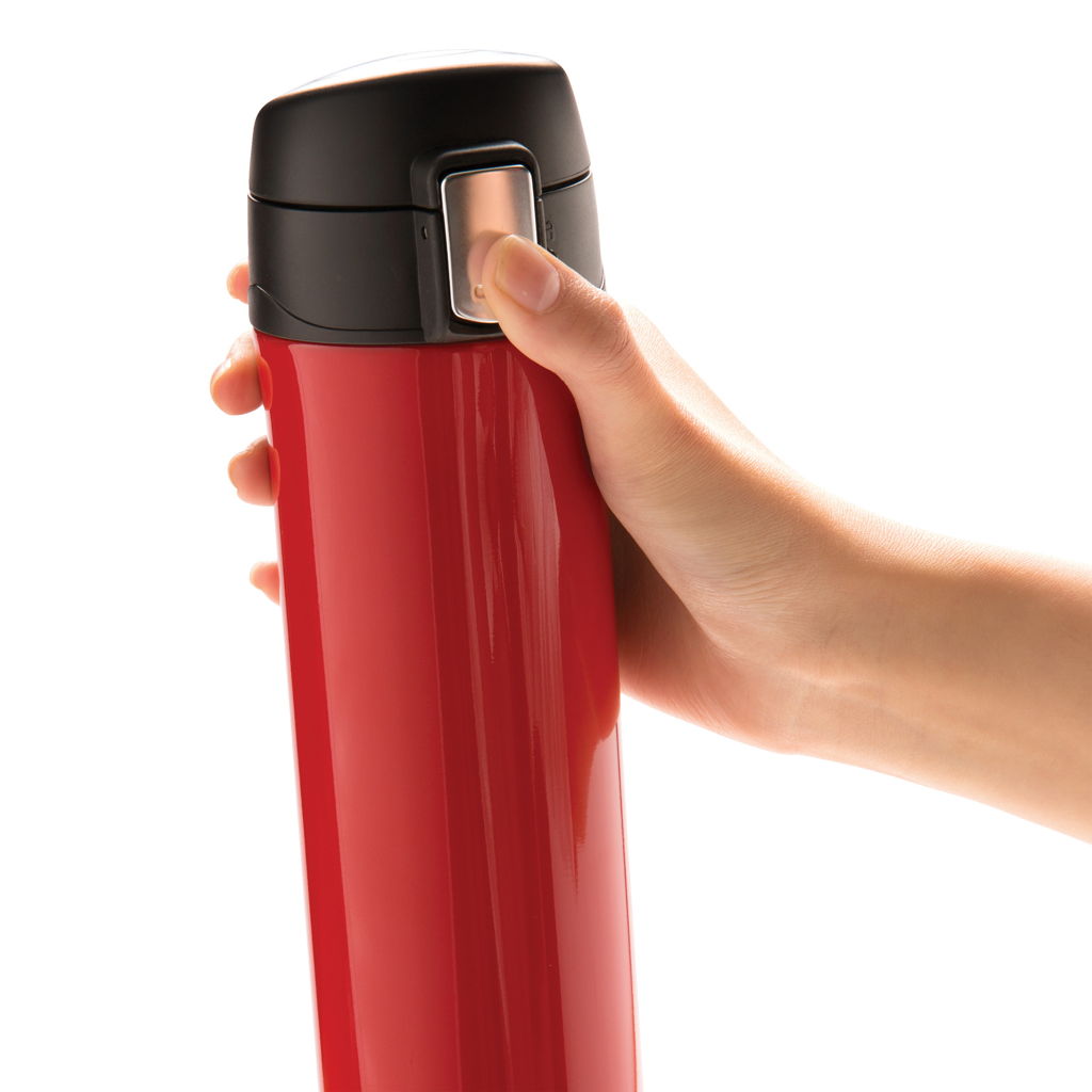 XD Collection Easy Lock Vakuum-Thermosflasche 450 ml Edelstahl rot mit Logo