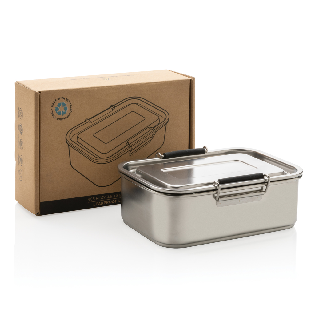 XD Collection Lunchbox aus RCS-Edelstahl, 0,8 L, auslaufsicher, mit Logo XD Collection Lunchbox aus RCS-Edelstahl, 0,8 L, auslaufsicher, mit Logo