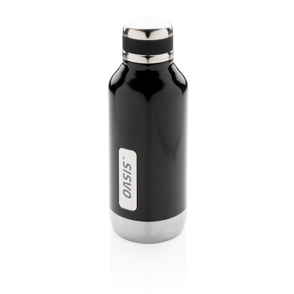 XD Collection Vakuumflasche 500 ml mit Logoplatte, auslaufsicher, Edelstahl XD Collection Vakuumflasche 500 ml mit Logoplatte, auslaufsicher, Edelstahl