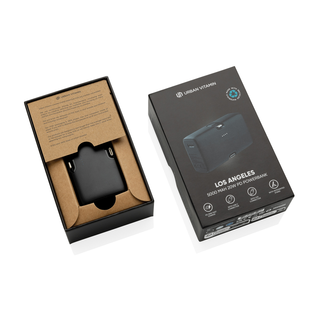 Urban Vitamin Los Angeles 20-W-Powerbank 5.000 mAh aus RCS-Recyclingkunststoff Urban Vitamin Los Angeles 20-W-Powerbank 5.000 mAh aus RCS-Recyclingkunststoff