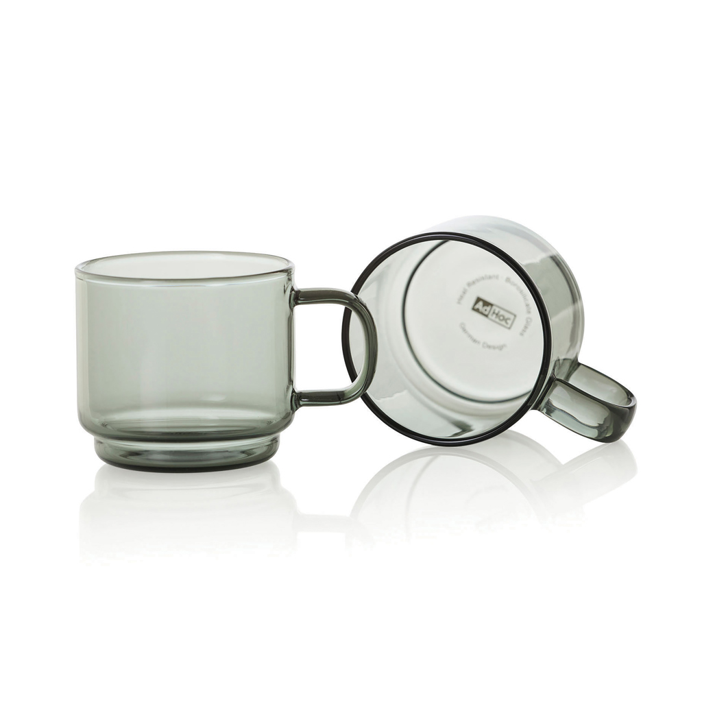 AdHoc Impact Espressotassen-Set 2 × 70 ml aus Borosilikatglas mit Logo-Druck