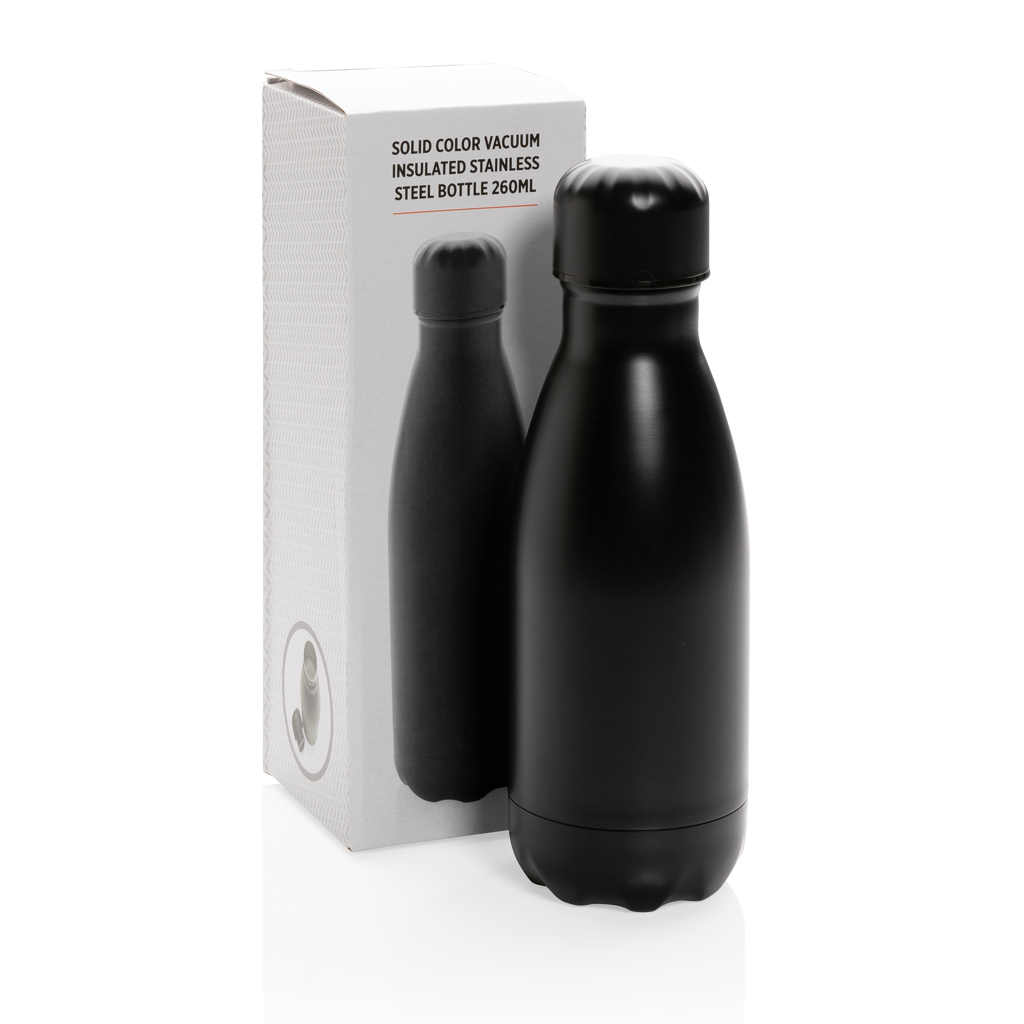 Edelstahl Trinkflasche vakuumisoliert 260 ml – schwarz