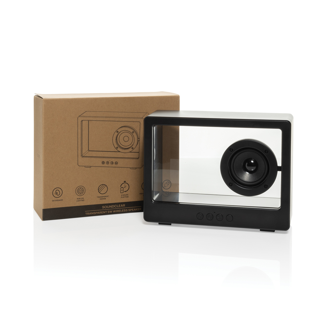XD Collection Soundclear transparenter 5W Wireless Lautsprecher mit RGB-Licht, mit Logo