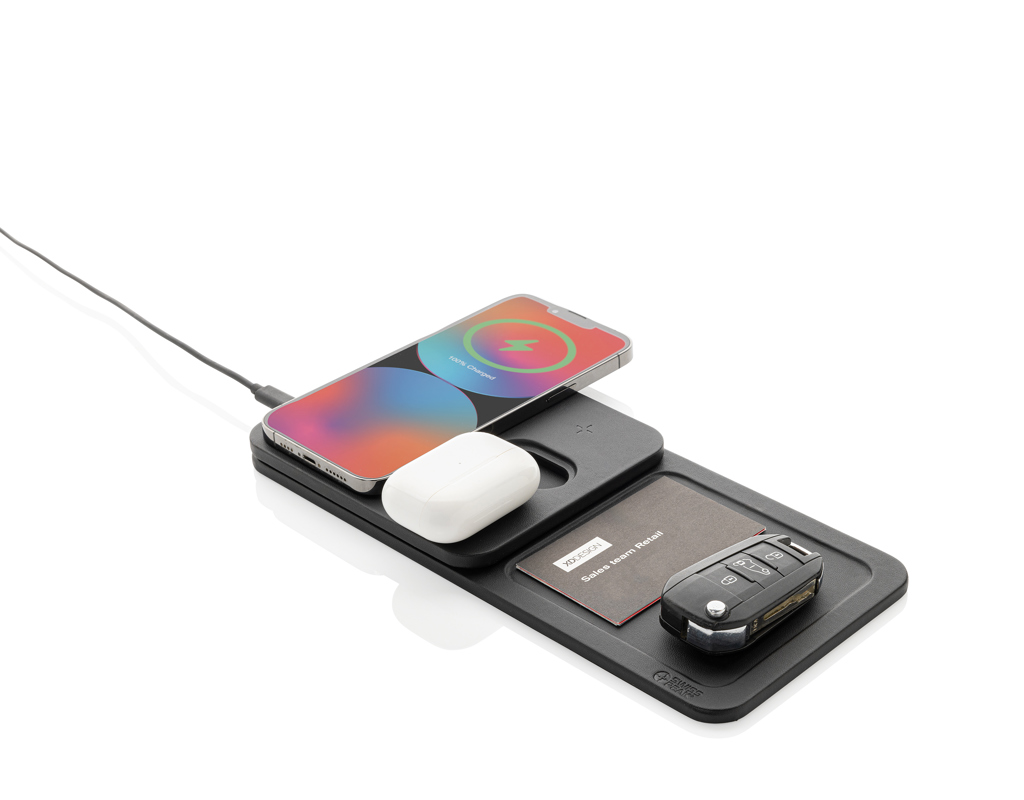 Swiss Peak 3-in-1 Wireless-Charging Desk-Tray aus RCS-recyceltem PU Swiss Peak 3-in-1 Wireless-Charging Desk-Tray aus RCS-recyceltem PU