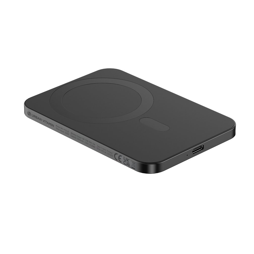 Urban Vitamin Burbank Magnet-Powerbank 3000mAh aus recyceltem Aluminium und ABS – bedruckbar als Werbegeschenk
