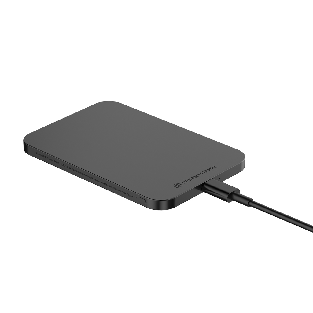 Urban Vitamin Burbank Magnet-Powerbank 3000mAh aus recyceltem Aluminium und ABS – bedruckbar als Werbegeschenk