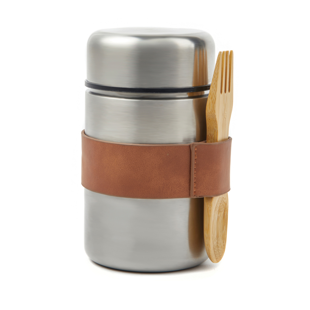 VINGA Miles Thermo-Lunchbox 500 ml aus Edelstahl mit Holzlöffel VINGA Miles Thermo-Lunchbox 500 ml aus Edelstahl mit Holzlöffel