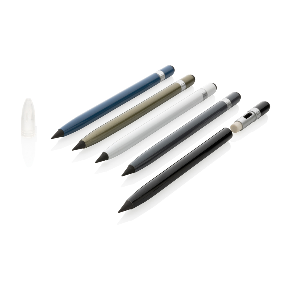 XD Collection Tintenloser Aluminium-Stift mit Radiergummi – mit Logo bedruckbar
