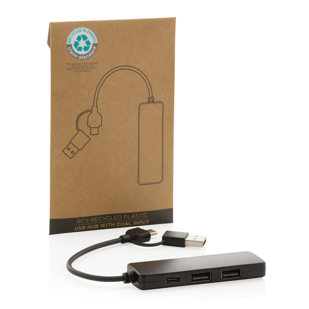 USB-Hub RCS Recycled ABS, dualer Input – Ideales Event-Giveaway mit Logo USB-Hub RCS Recycled ABS, dualer Input – Ideales Event-Giveaway mit Logo