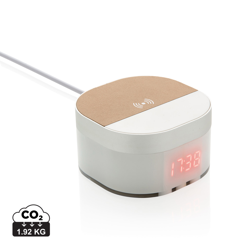 Qi 5W Wireless Ladeuhr mit Aluminium – weiß