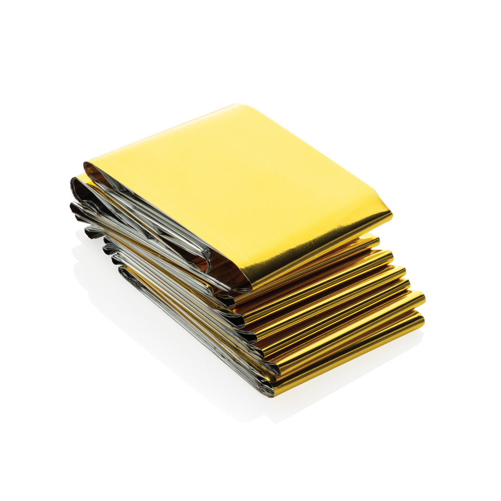 Solra Rettungsdecke aus PET-Mylar mit RCS-rPET-Tasche, bedruckbar Solra Rettungsdecke aus PET-Mylar mit RCS-rPET-Tasche, bedruckbar