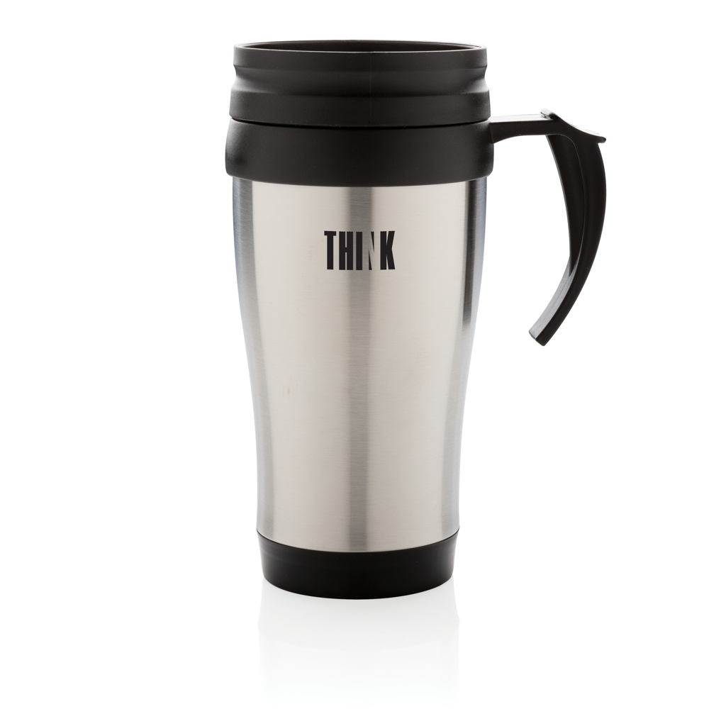 Edelstahlbecher 350 ml mit Schiebe-Deckel – silber Edelstahlbecher 350 ml mit Schiebe-Deckel – silber