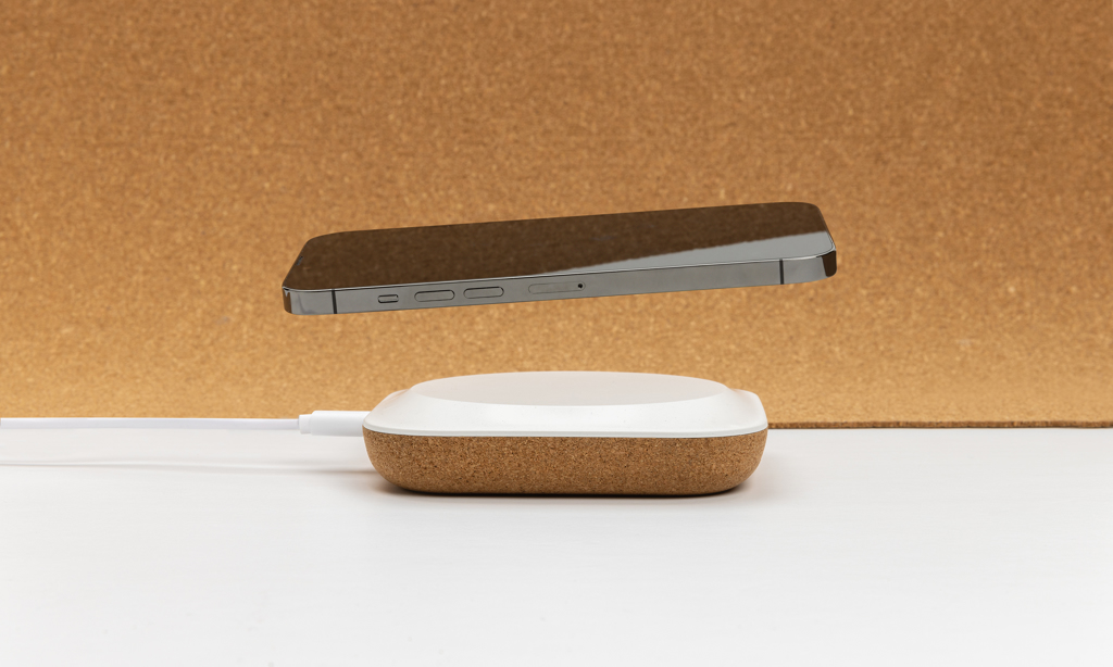 Oregon Wireless-Charger 10W aus FSC-Kork und recyceltem ABS, bedruckbar