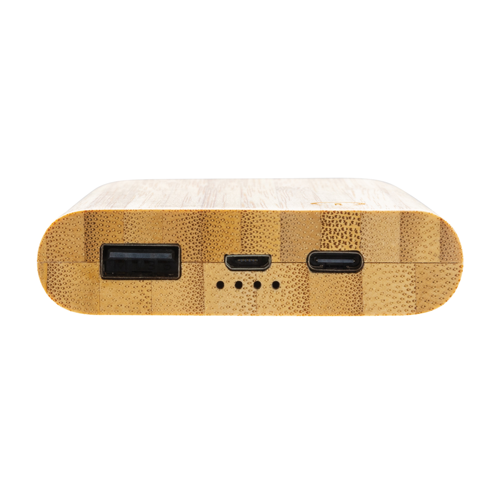 BambooPower 5000mAh Powerbank für Events und Messen mit Logo-Option BambooPower 5000mAh Powerbank für Events und Messen mit Logo-Option