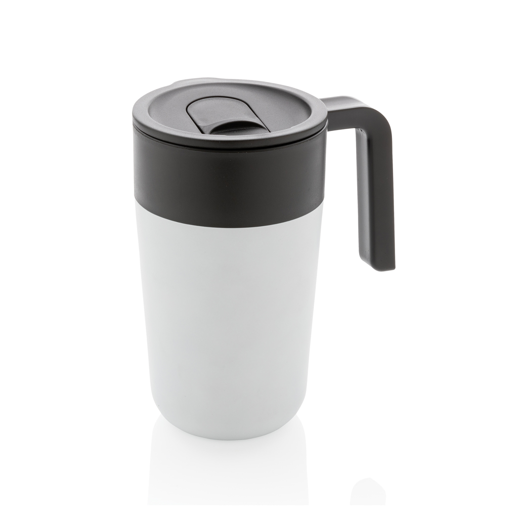 XD Collection GRS recycelter PP-Becher mit Griff 480 ml, Edelstahl, BPA-frei