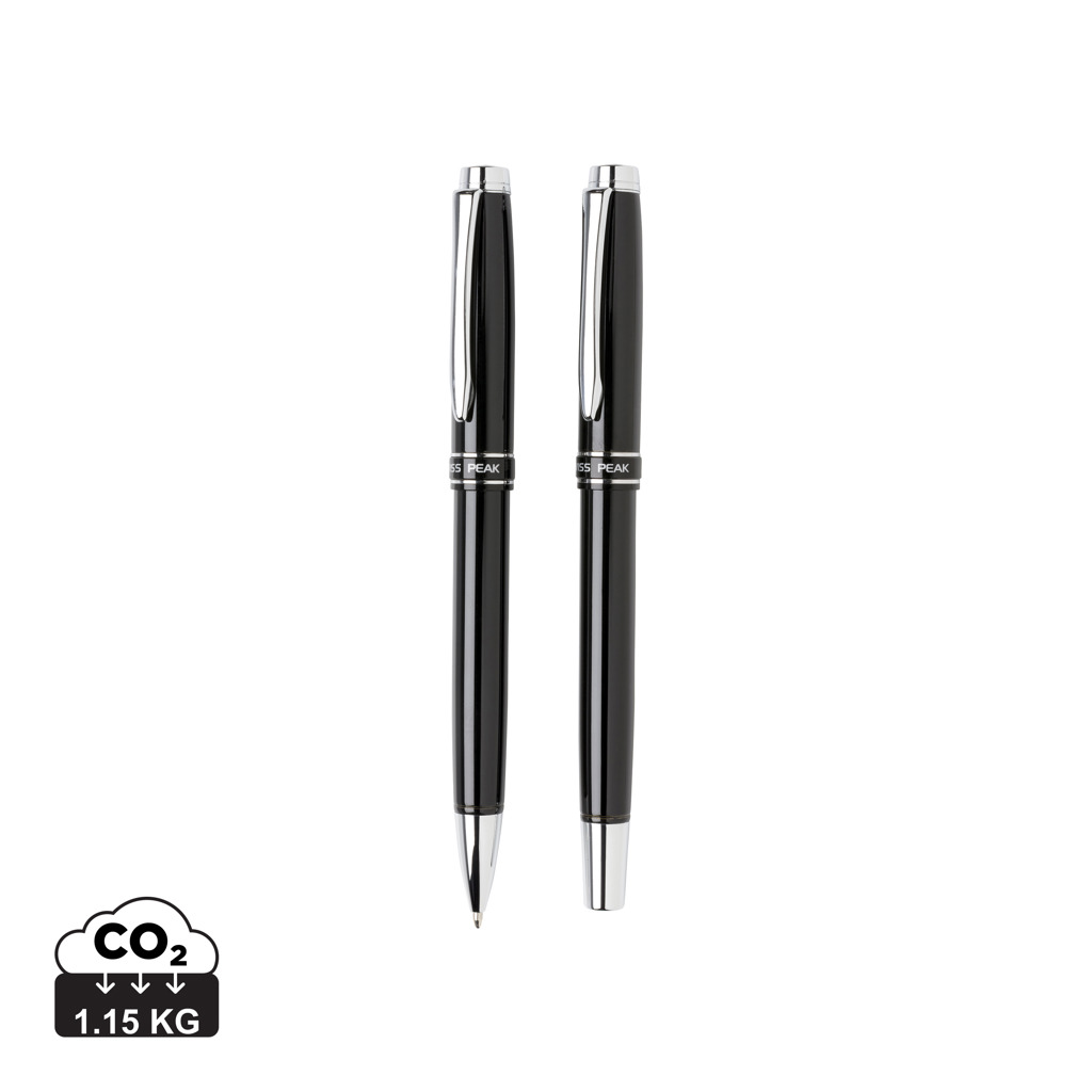 Swiss Peak Messing Stift-Set Kugelschreiber/Rollerball schwarz
