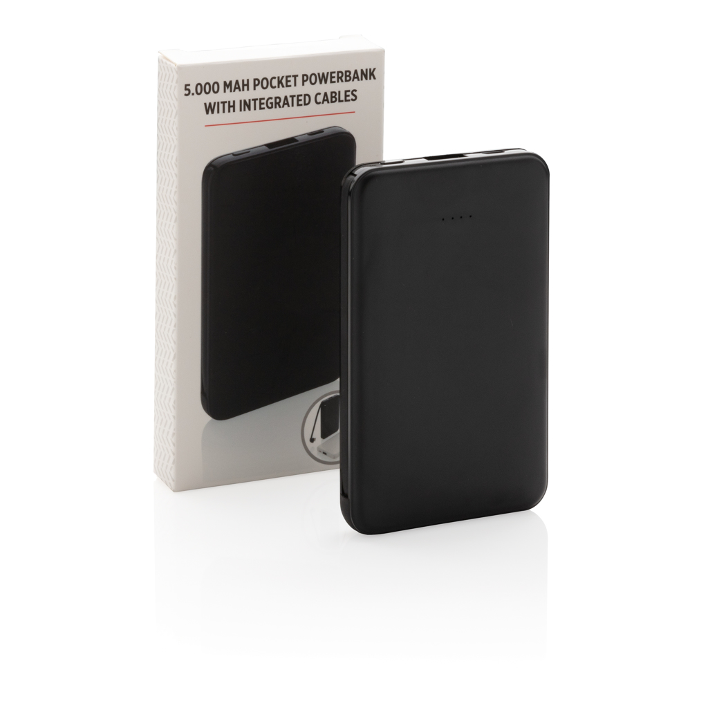 XD Collection 5.000 mAh Powerbank P322 mit 3 integrierten Kabeln – als Werbegeschenk bedruckbar
