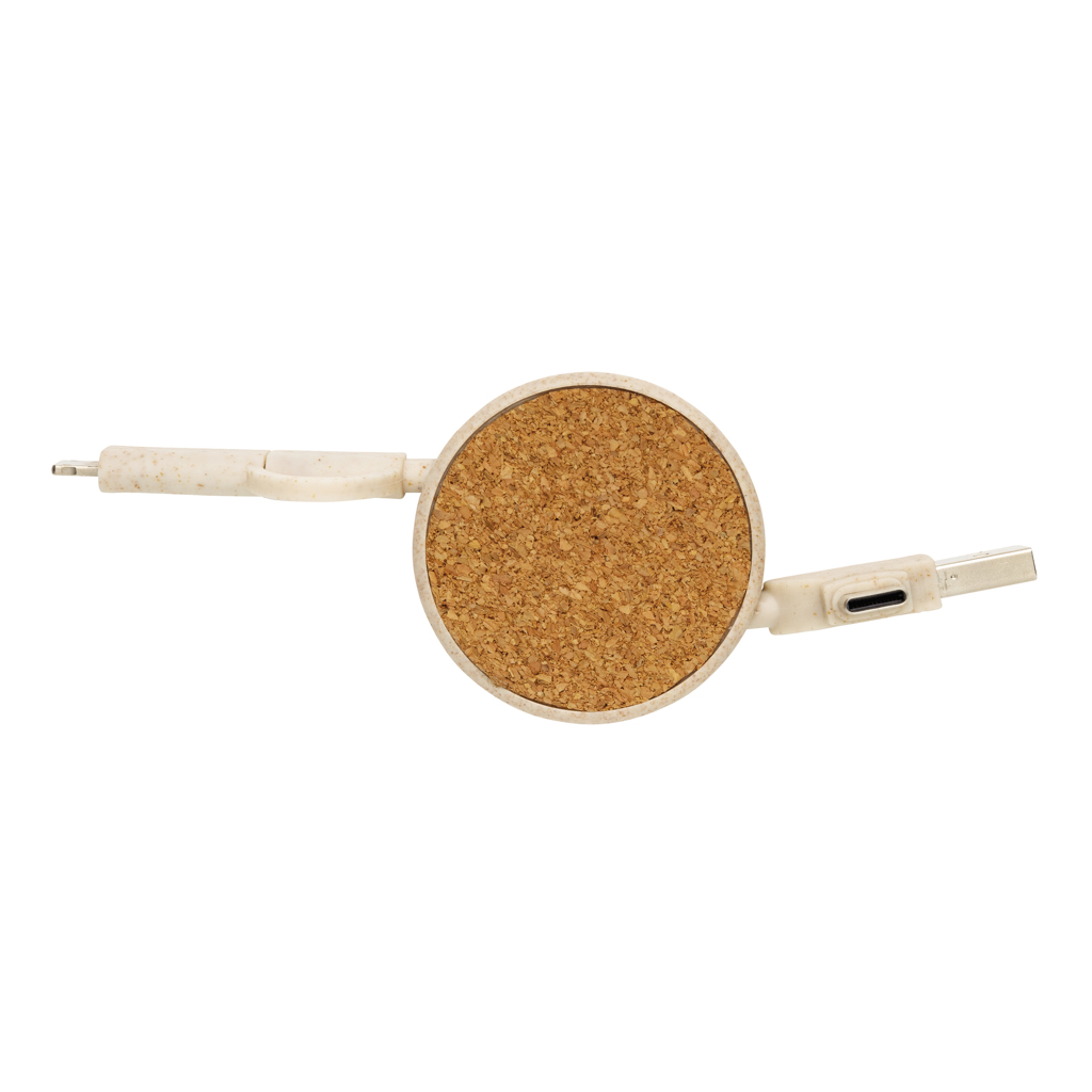 PVC-frei Multi-Ladekabel aus Kork & Weizenstroh, khaki PVC-frei Multi-Ladekabel aus Kork & Weizenstroh, khaki