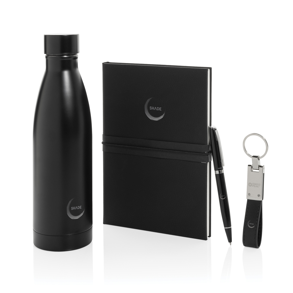 Swiss Peak RCS Deluxe Business-Set mit Flasche, Notizbuch, Kugelschreiber und Schlüsselanhänger