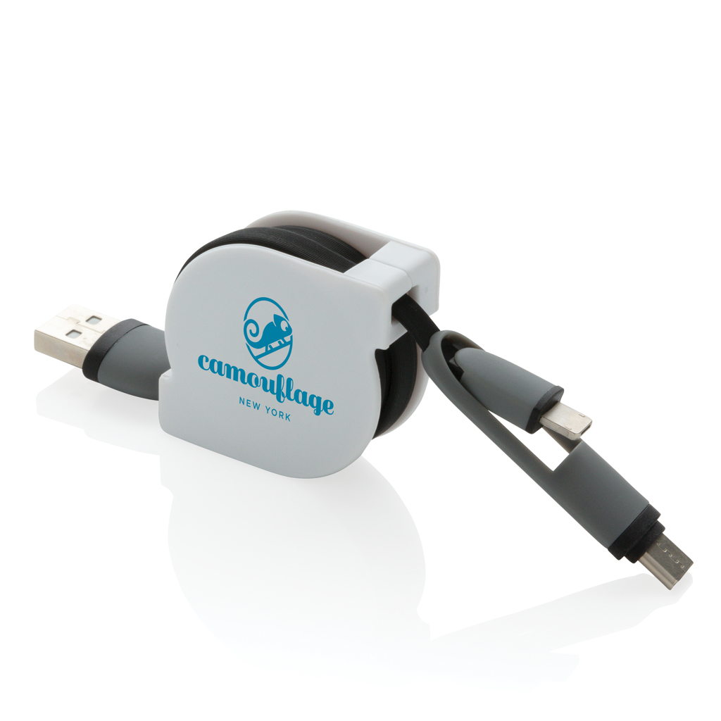 XD Collection 3-in-1 Ladekabel ausziehbar (USB-C, Lightning, Micro-USB) bedruckbar XD Collection 3-in-1 Ladekabel ausziehbar (USB-C, Lightning, Micro-USB) bedruckbar