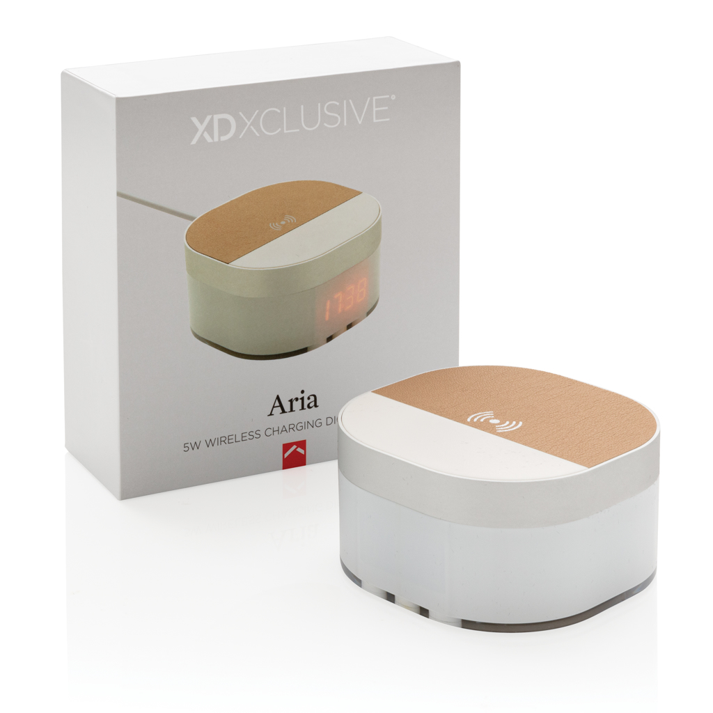 Qi 5W Wireless Ladeuhr mit Aluminium – weiß