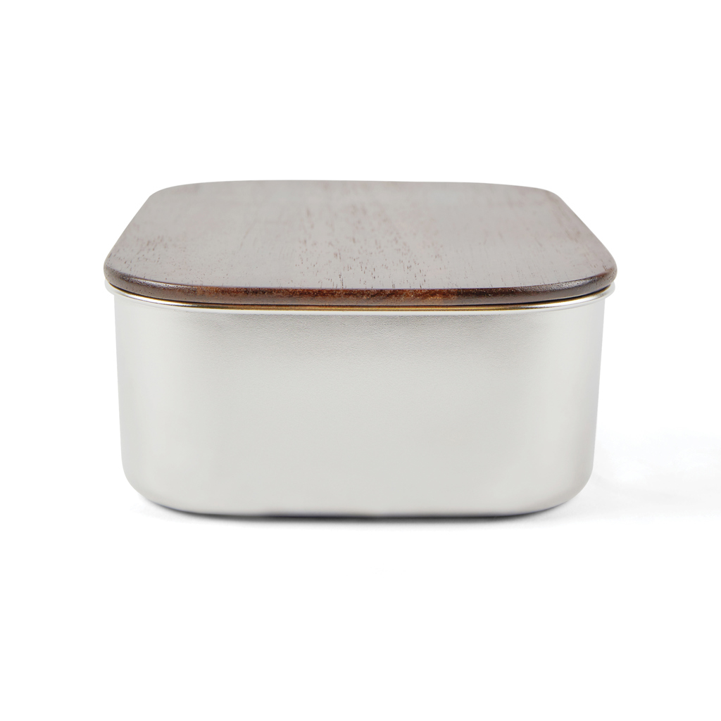 VINGA Ciro Lunchbox aus 39 % RCS-recyceltem Edelstahl mit FSC-Akazienholz-Deckel