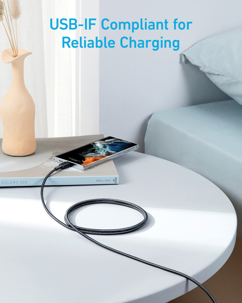 Anker 322 USB‑C Kabel 60W, 1,8m, Nylon geflochten – grau Anker 322 USB‑C Kabel 60W, 1,8m, Nylon geflochten – grau