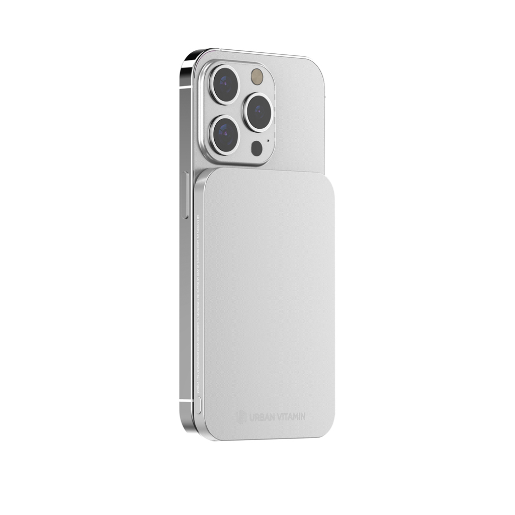 Urban Vitamin Burbank Magnet-Powerbank 3000mAh aus recyceltem Aluminium und ABS – bedruckbar als Werbegeschenk